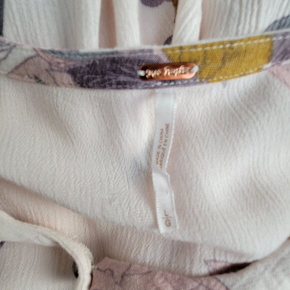 Free People Womens Floral Boho Tunic Top Large Light Pink Long Sleeve Keyhole - Picture 4 of 10